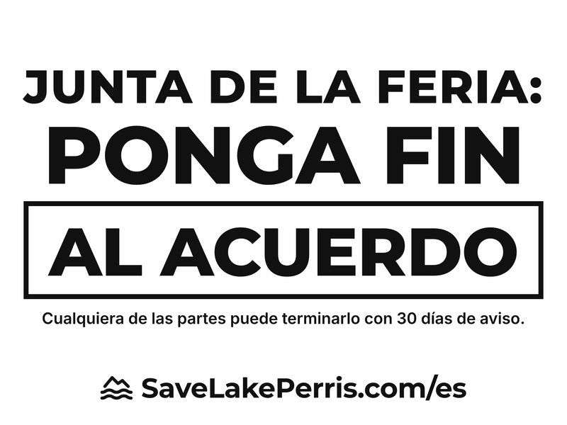 Letrero: Junta de la feria: ponga fin al acuerdo.